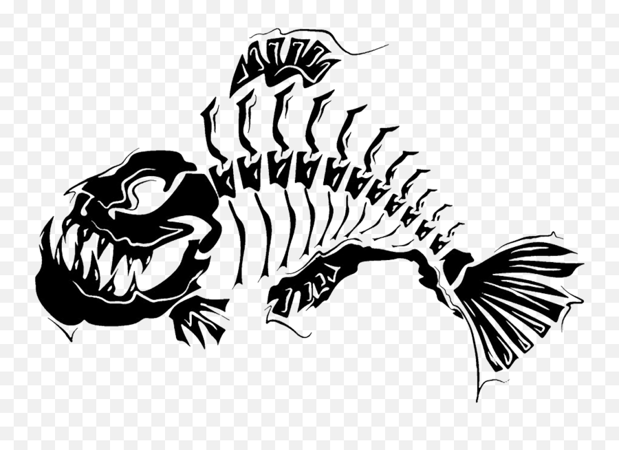 Download Tattoo Skeleton Fish Bone Clip - Skeleton Tribal Fish Png,Fish Skeleton Png