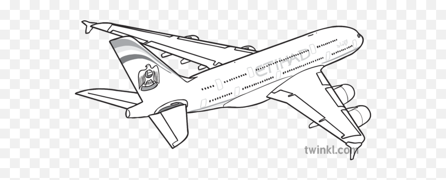 Etihad Airways Avion Noir Et Blanc Illustration - Twinkl Aircraft Png,Etihad Airways Logo