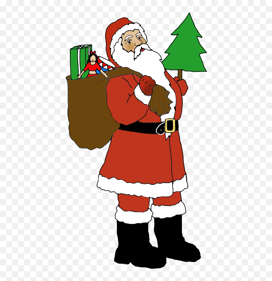Funny And Free Santa Claus Clipart - Santa Clipart With Christmas Tree Png,Cartoon Christmas Tree Png