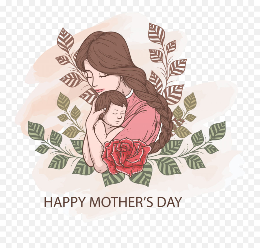 Happy Mothers Day Greeting Card - Symbol Of Mom And Baby Mom And Baby Png,Mother Png