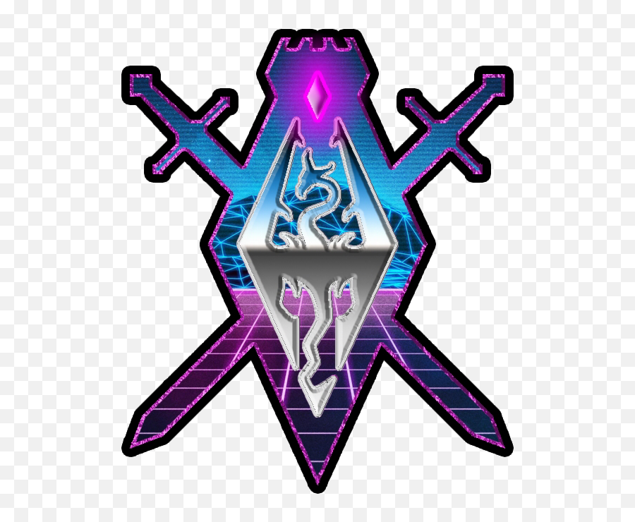 Aesthetic Vaporwave Swords Blue Sticker - Elder Scrolls Vaporwave Png,Vaporwave Logo