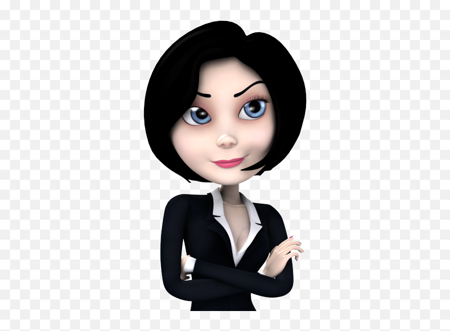 3d Cartoon Woman In Black Suit - 3d Cartoon Png,Cartoon Woman Png