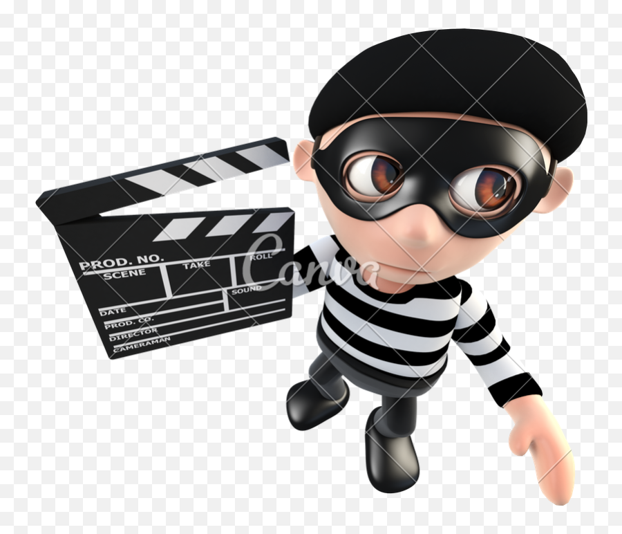 3d Funny Cartoon Burglar Thief Holding - Thief Png,Burglar Png