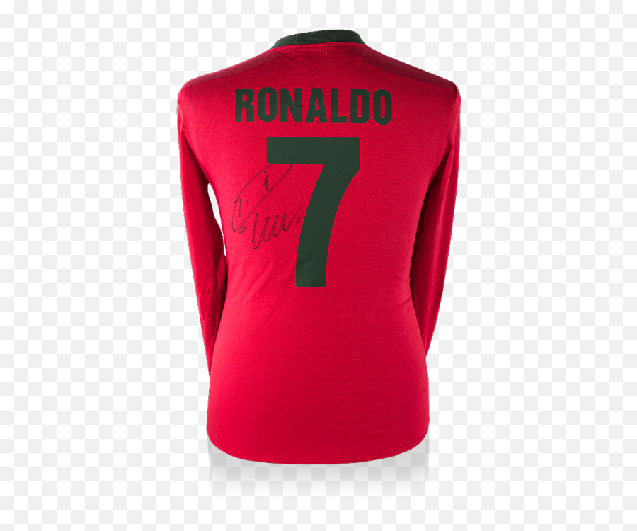 Cristiano Ronaldo Back Signed Retro Portugal Home Shirt - Long Sleeve Png,National Icon