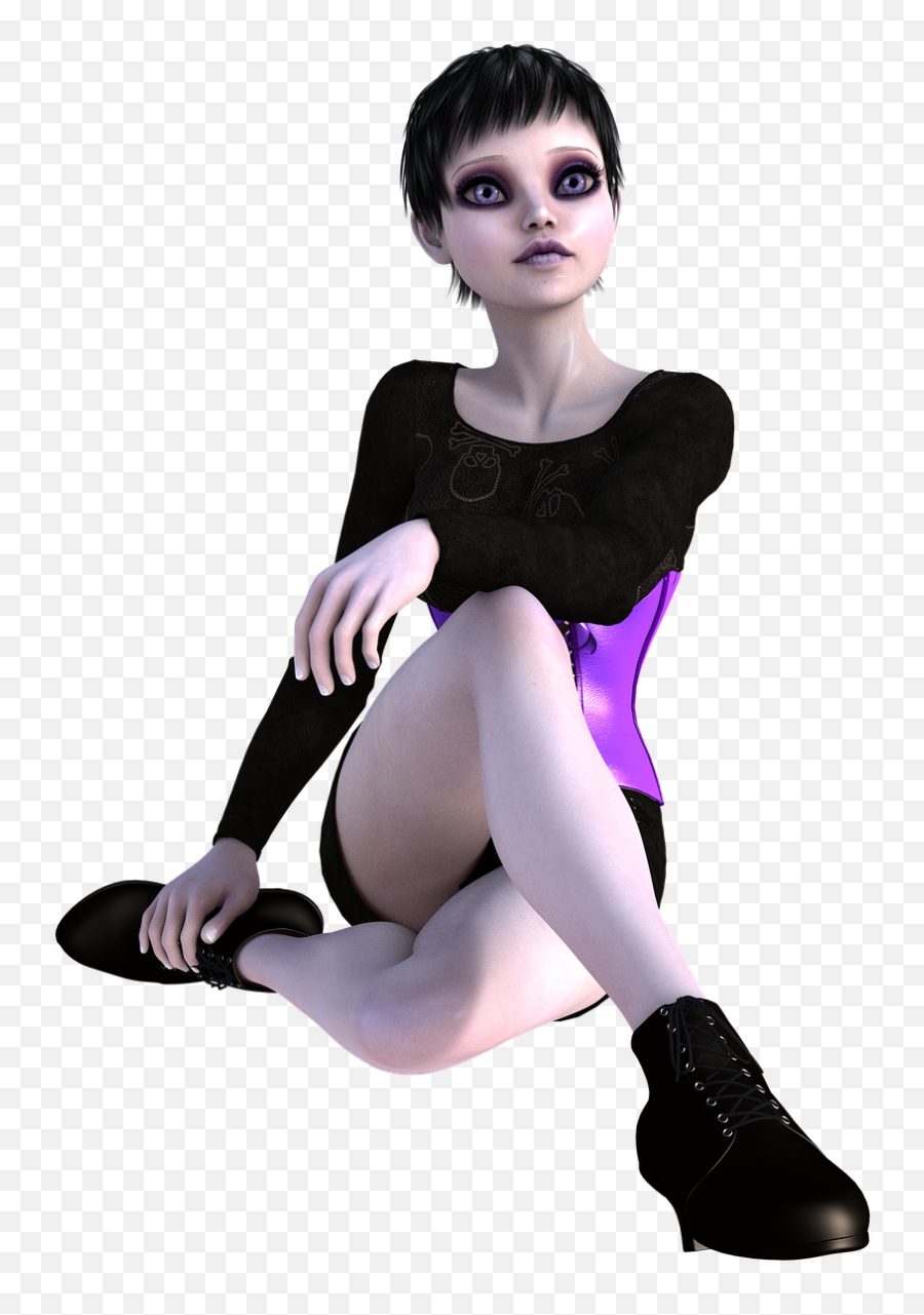 Emo Girl Sitting 3d - Emo Girl Png,Emo Png