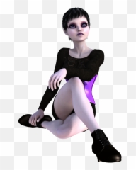 Emo Girl Sitting 3d - Emo Girl Png,Emo Png