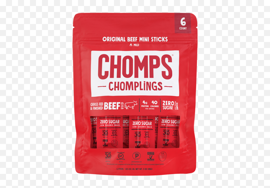 6ct Chomps Mini Beef Jerky Sticks Original Keto Snack Healthy Meat Grass Fed 05oz Png Windows 98 Trash Icon