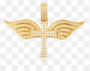 10k Yellow Gold Cross With Wings - Diamond Transparent png