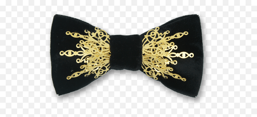 Gothic In Black Velvet Gold Bow Tie - Black And Gold Bow Tie Transparent Png,Black Tie Png