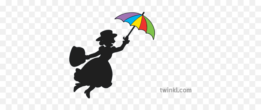 Mary Poppins Silouette Reading English Ks1 Illustration - Twinkl Slave With A Fan Png,Mary Poppins Png