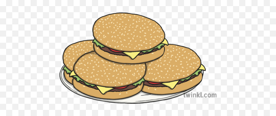 Plate Of Hamburgers Illustration - Plate Of Hamburgers Png,Hamburgers Png