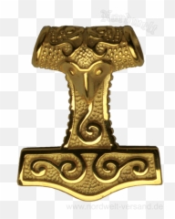 Raven Head Thor Hammer Gold - plated made of stainless steel Thors Hammer Gold png