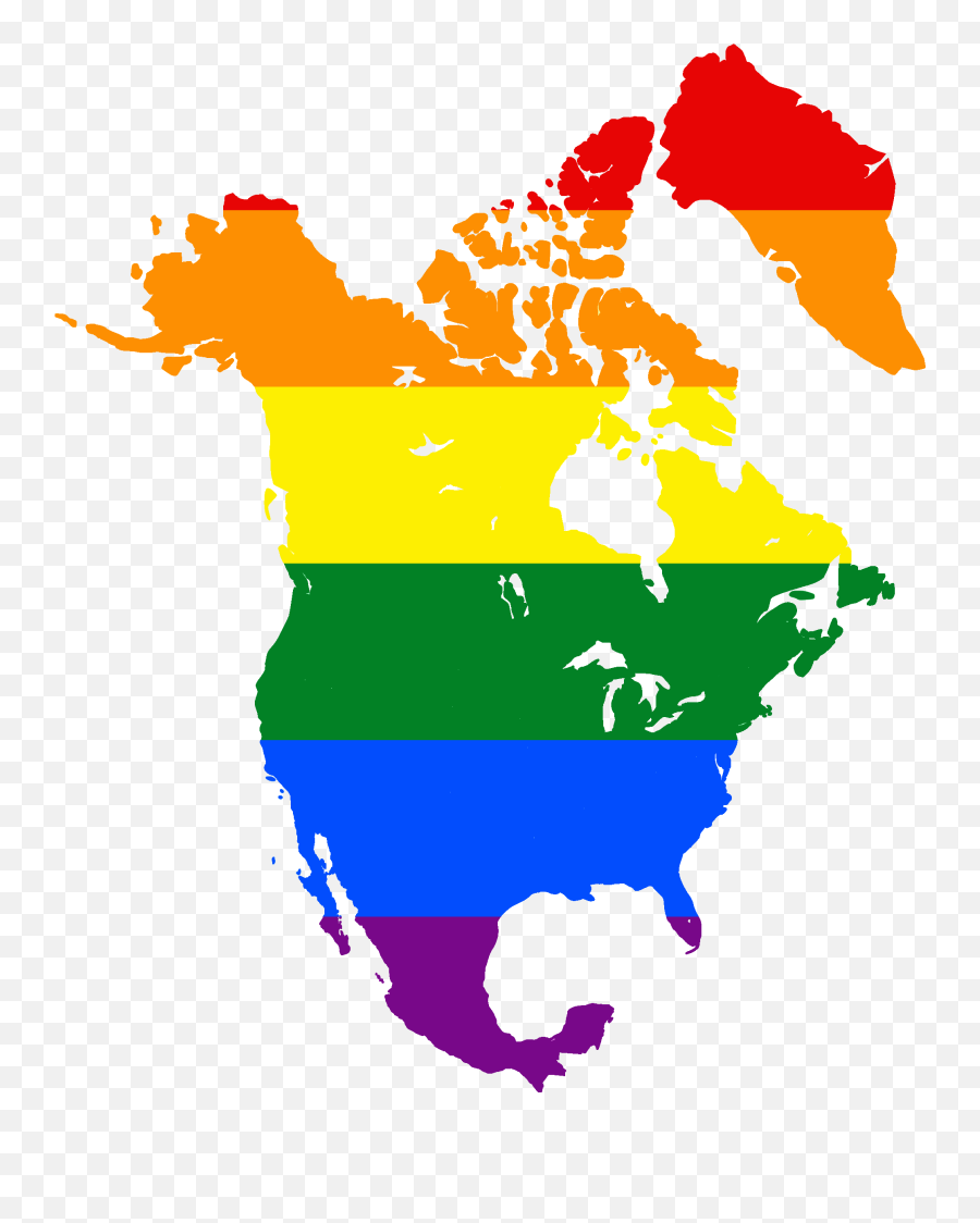 Lgbt Flag Map Of North America - North America Map Transparent Png,North America Png