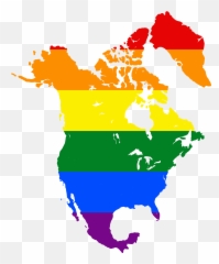 Lgbt Flag Map Of North America - Transparent png