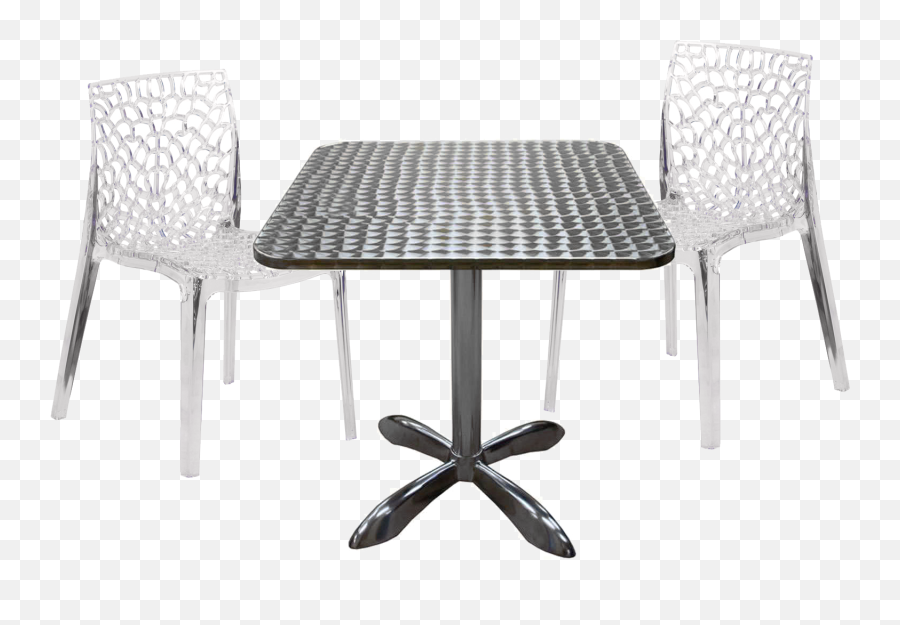 Aluminum Table With Artistic Crystal Stackable Chair - Aluminum Tables And Chairs Png,Table And Chairs Png