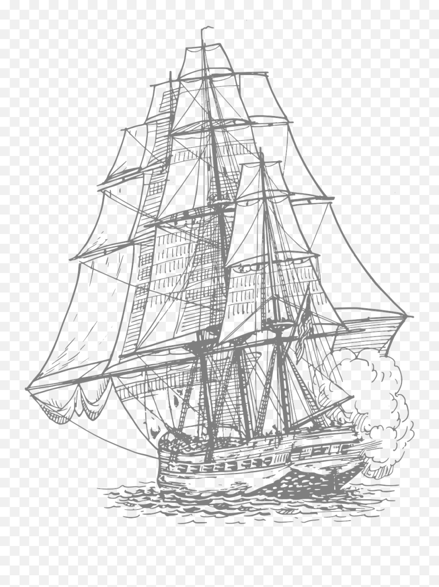 Cannon Fire Pirate Ship Sailing - Ship Drawing Png,Pirate Ship Transparent Background