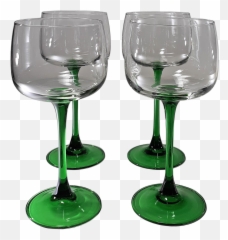 Vintage French Green Stem Wine Glasses - Set of 4 png
