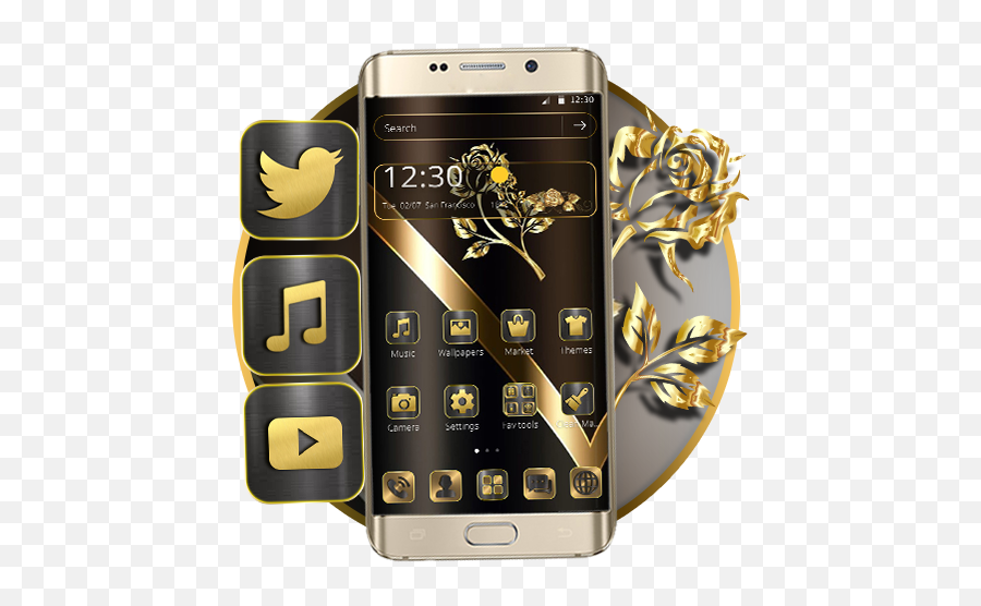 Golden Black Rose Theme Apk 112 - Download Apk Latest Version Electronics Brand Png,Black Rose Icon