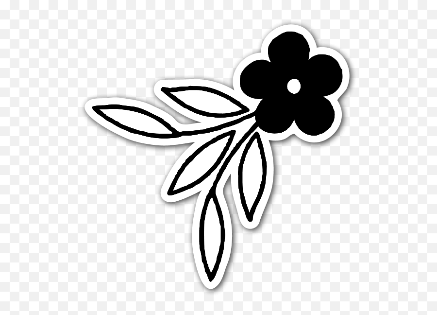 Cute Black Flower - Stickerapp Cute Black And White Sticker Png,Black Flower Png