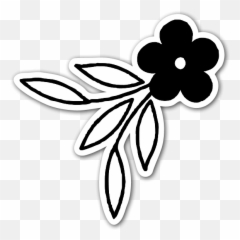 Cute Black Flower - StickerApp Black And White png