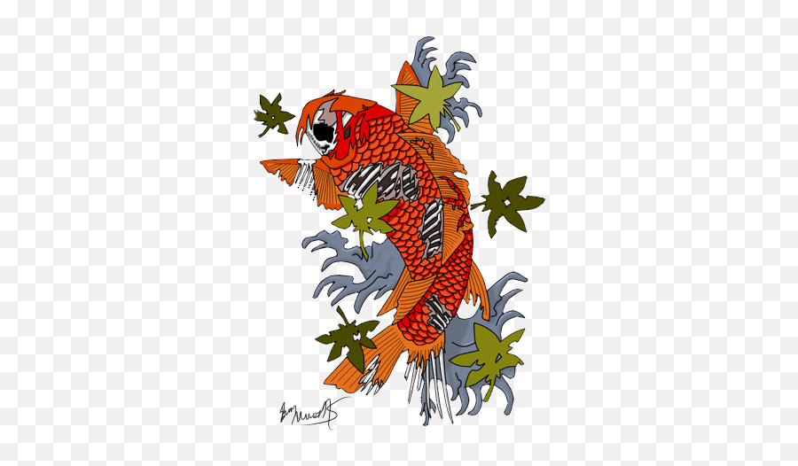 Koi Fish Tattoo Png 7 Image - Zombie Koi Fish Tattoo,Koi Fish Png