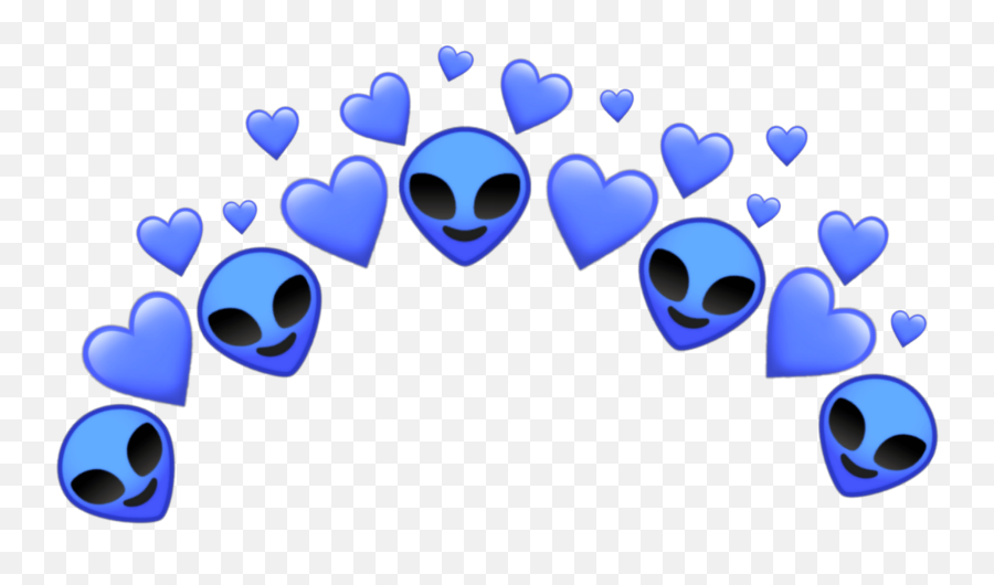 Download Alien Tumblr Blue Et Emoji Heart Crown Cute Feature - Green Heart Crown Png,Emoji Hearts Transparent