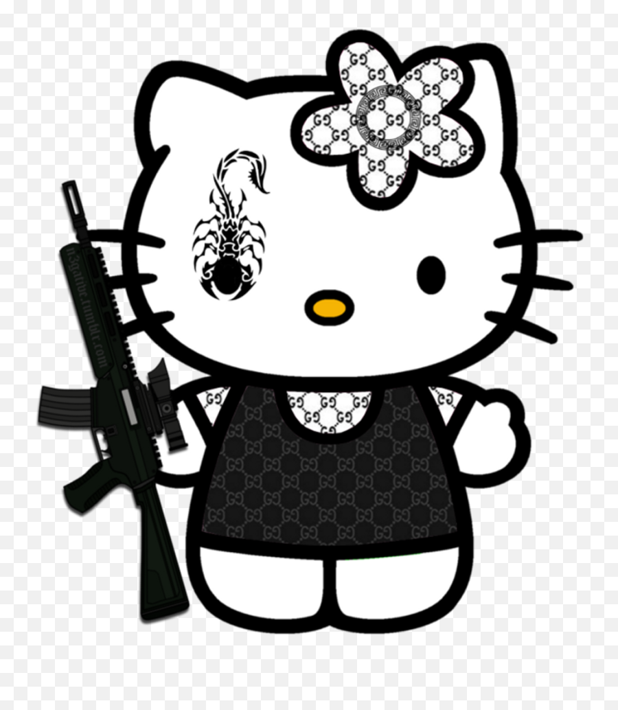 Hellokitty Gucci Ak47 Kidcore Cute Scorpion Hello Kitty - Png Transparente Hello Kitty Png,Hellokitty Png