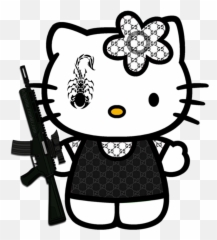 Hellokitty Gucci Ak47 Kidcore Cute Scorpion Kitty - Png Transparente
