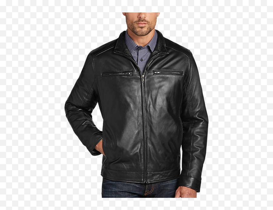 Black Leather Modern Fit Moto Jacket - Solid Png,Icon Leather Motorcycle Jackets
