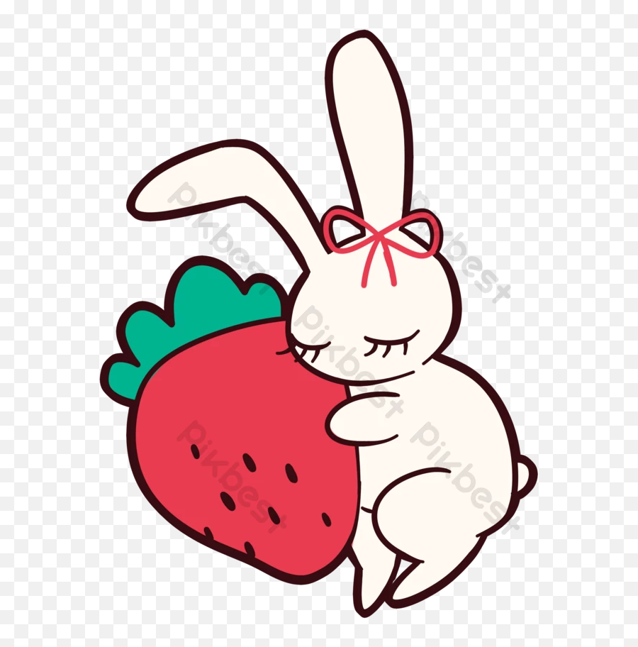 Strawberry Bunny Cute Decorative Pattern Element Design - Happy Png,Cute Strawberry Icon