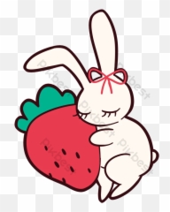 Strawberry Bunny Cute Decorative Pattern Element Design - Happy png