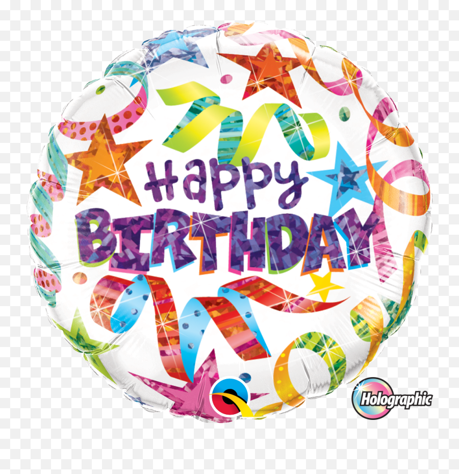 Holographic Birthday Stars U0026 Streamers Foil Balloon - Balloon Png,Holographic Icon