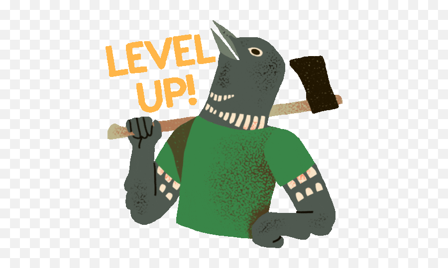 Proud Bird Holding An Ax Says Level Up Sticker - Le Loon Fictional Character Png,Loon Icon