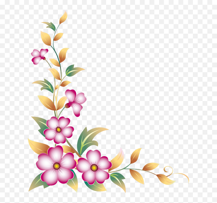 Corner Clipart Daisy - Flower Side Border Design High Flower Border Design For Painting Png,Purple Flower Border Png
