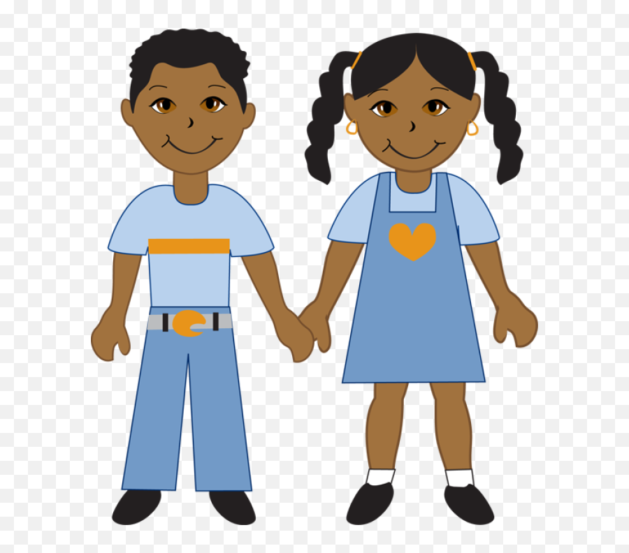 Boy Is Smaller Than The Girls Vector - Clipart African American Boy And Girl Png,Boys Png