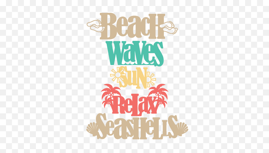 Beach Word Titles Svg Scrapbook Cut File Cute Clipart Files - Beach Word Png,Beach Silhouette Png