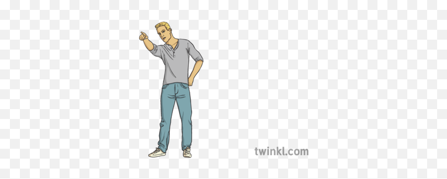 Man Pointing Illustration - Twinkl Standing Png,Person Pointing Png