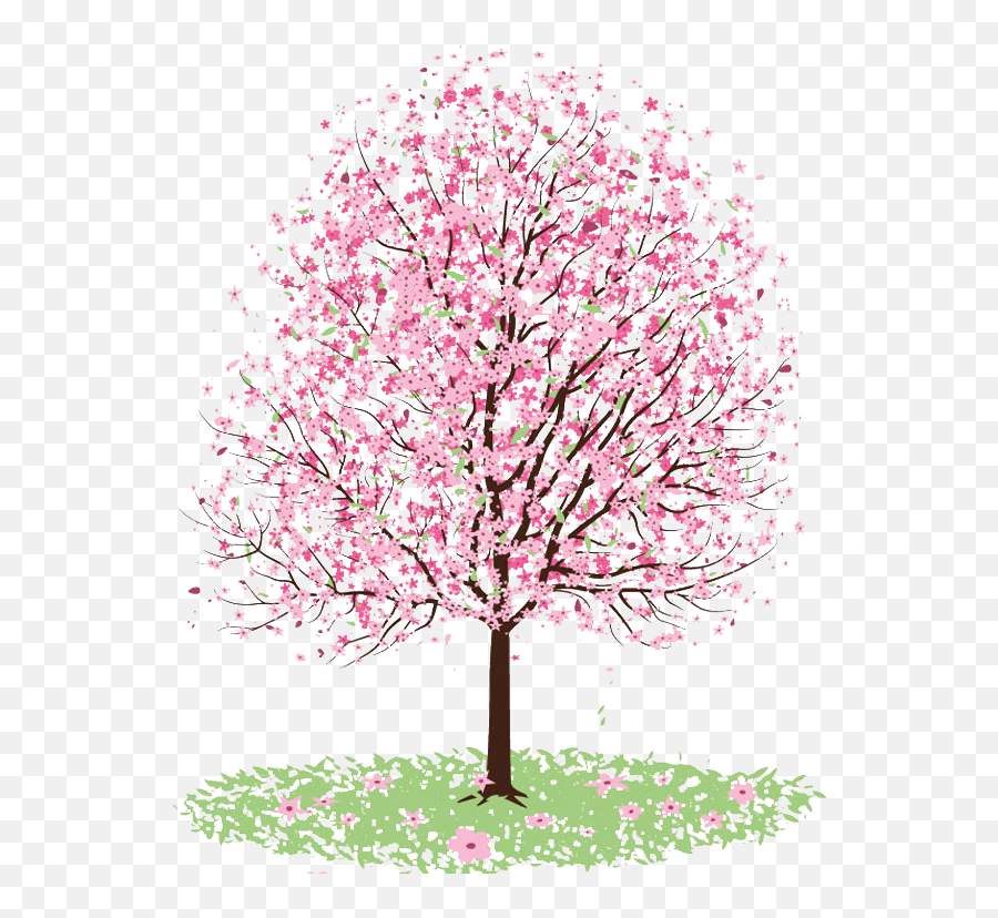 Flower Overlay Png - Cherry Blossom Clipart Transparent Draw A Tree With Flowers,Transparent Flower Drawing Tumblr