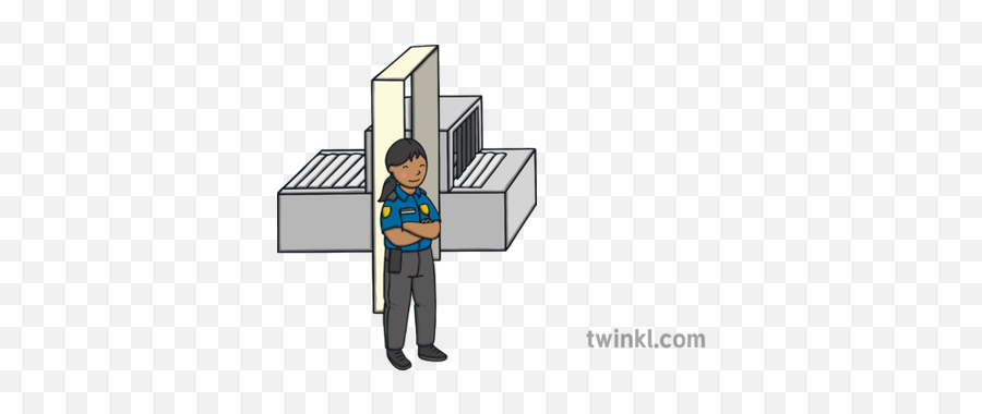 Airport Security With Guard Illustration - Twinkl Deliveryman Png,Security Guard Png