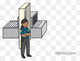 Airport Security With Guard Illustration - Twinkl Deliveryman Png,Security Guard Png
