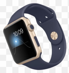 Watchdots - Customize your Apple Series 2 Gold With Blue Band png