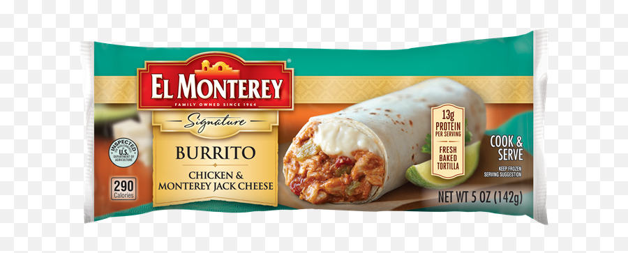 Chicken U0026 Monterey Jack Cheese Frozen Burrito El - El Monterey Chicken Chimichanga Png,Burrito Png