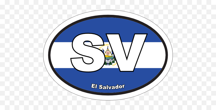 El Salvador Sv Flag Oval Sticker - El Salvador Png,El Salvador Flag Png