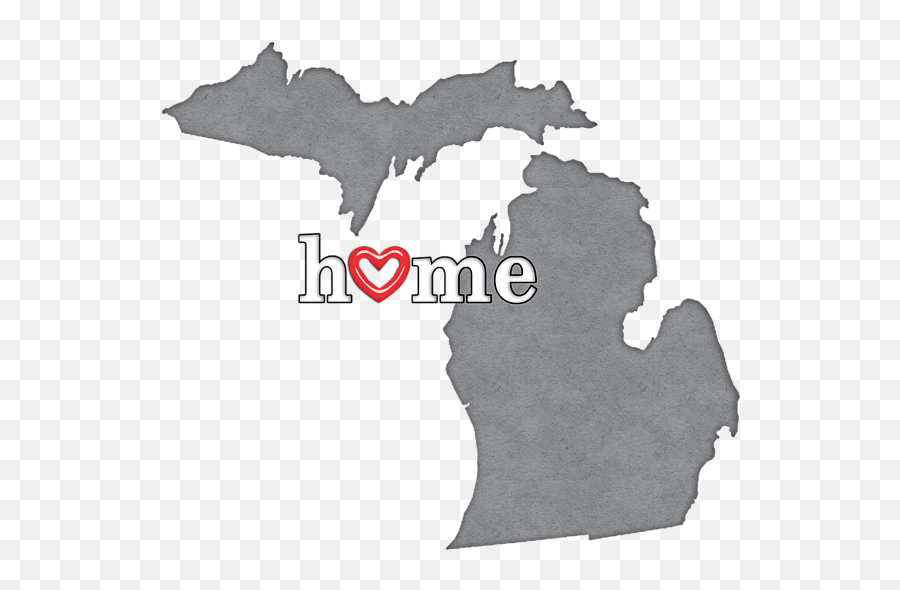 State Map Outline Michigan With Heart In Home Kids T - Shirt Muskegon Michigan On Map Png,Michigan Outline Png