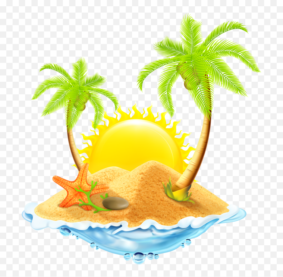 Beach Png - Treasure Box On Island Transparent Cartoon Coconut Tree In A Beach Cliparts,Island Transparent