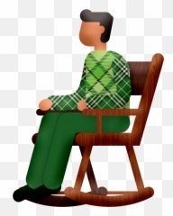 People Characters Walking Sitting - Rocking Chair Clipart Png,People Sitting At Table Png