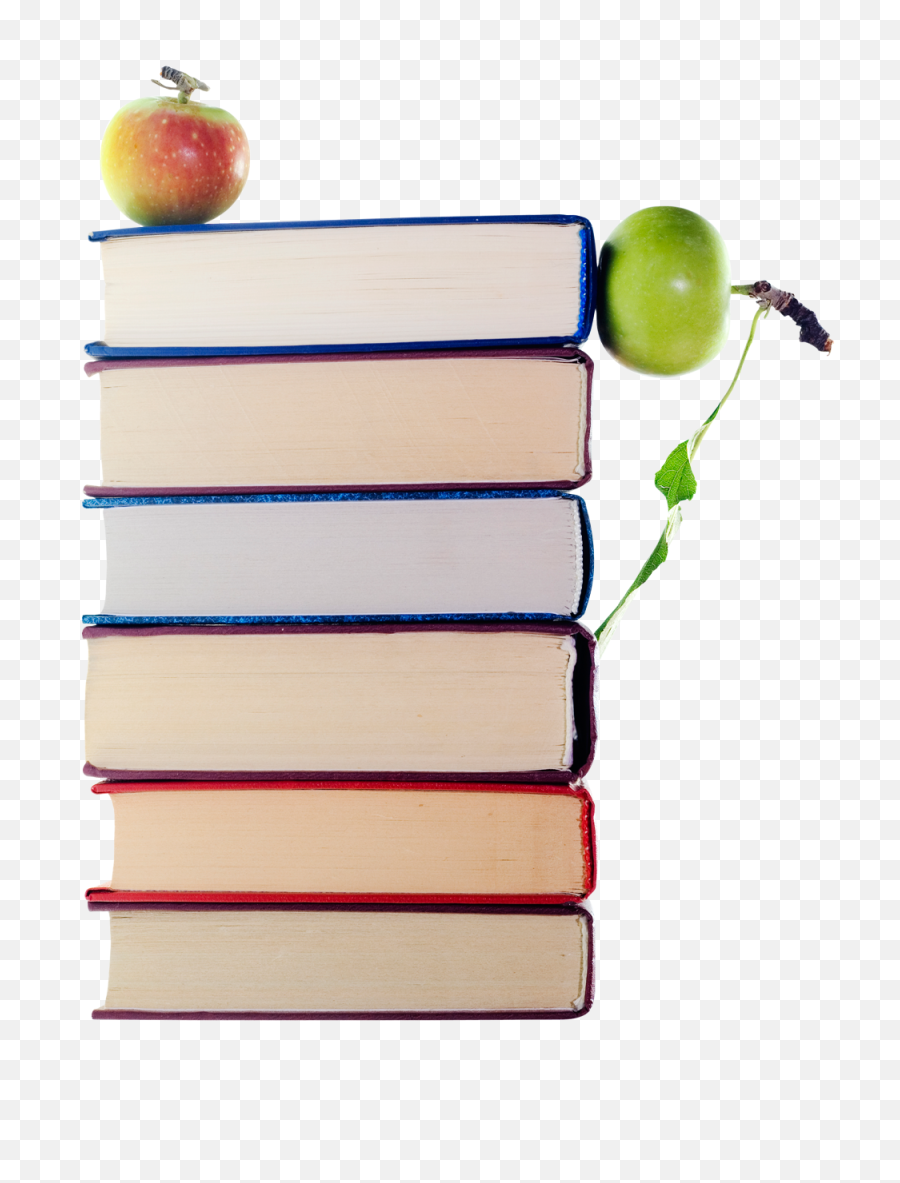 Green Apples In Stack Of Books Png - Book Front View Png,Books Png