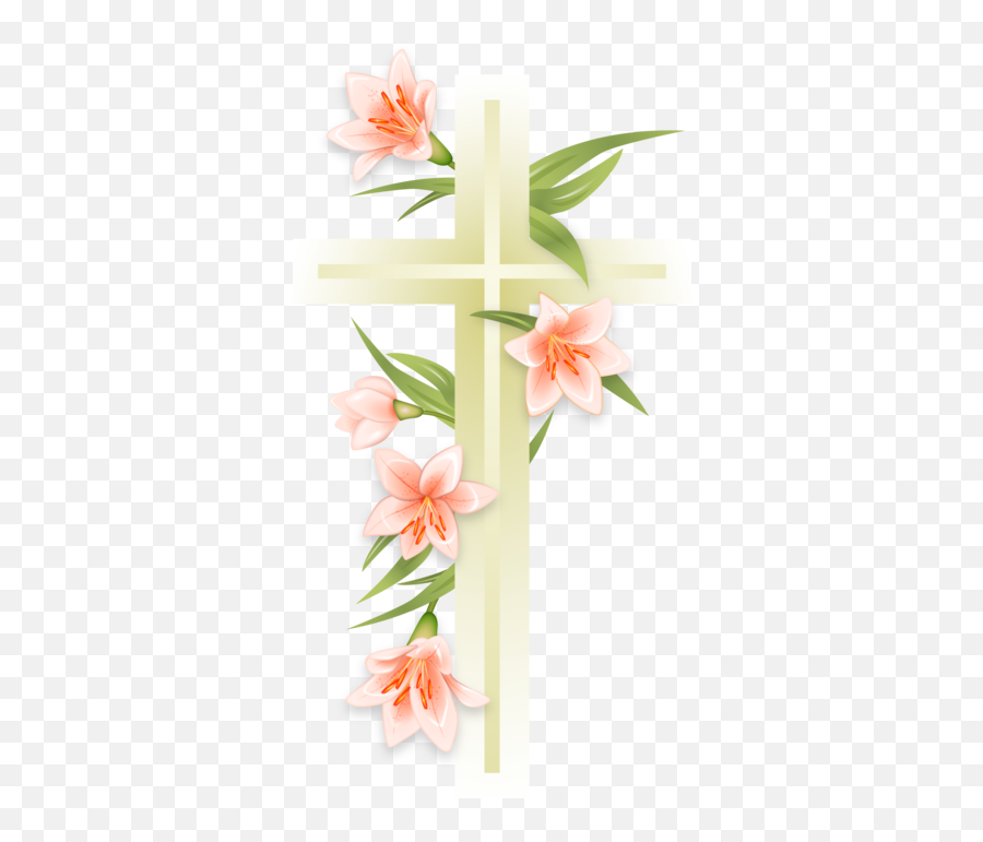 Easter Cross And Lilies - Easter Cross With Lilies Vector Png,Easter Lily Png