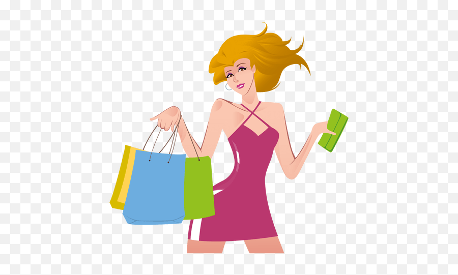 Shopping Girl Cartoon - Clipart Shopping Girl Png,Shopping Transparent