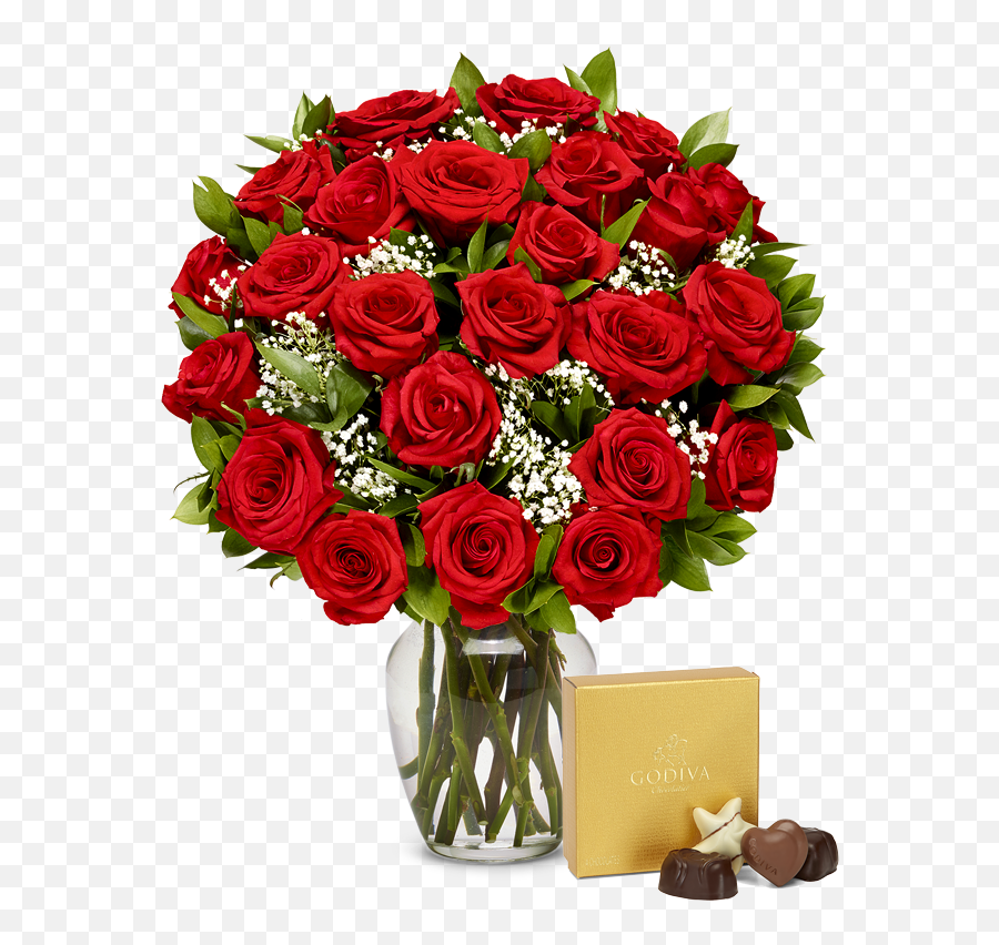 Two Dozen Red Roses With Chocolates - Mothers Day Flower Arrangements Png,Rose Emoji Png